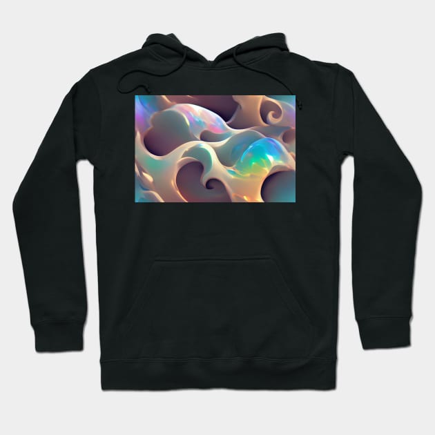 Iridescent Holograms Painted Glass Waves Hoodie by newdreamsss